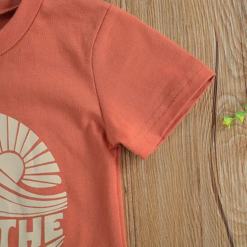 Vista 4 de fhutpw Conjunto de 2 piezas de ropa de verano para bebés, camiseta de manga corta, cintura elástica, pantalones cortos para niños pequeños