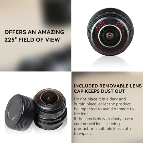 Vista 7 de 7Artisans - Objetivo ojo de pez de 4mm F2.8 Ultra Gran Angular Lente Manual Compatible con cámaras sin espejo de montaje M4/3 para Panasonic GH3 GH4