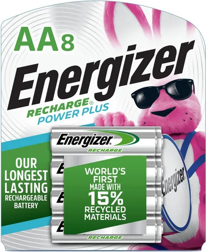 Vista 5 de Energizer Baterías AA recargables, recarga de energía más doble A batería precargada y recargable AA o AAA, incluye 8 pilas AA precargadas