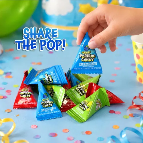 Vista 3 de Sour Popping Rocks, Popping Candy envuelto individualmente, 40 paquetes