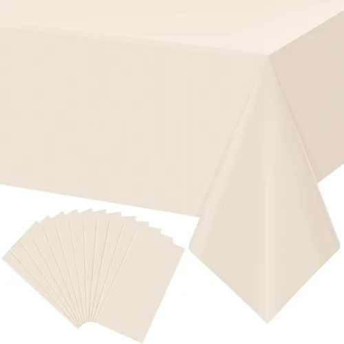Vista 53 de 3 manteles color beige para mesas rectangulares, mantel desechable de plástico marfil, mantel impermeable color crema para cumpleaños, bodas