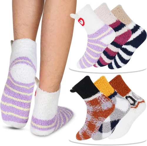 Vista 8 de Calcetines mullidos para hombre, unisex, lindos animales, acogedores, divertidos, esponjosos, cálidos, de invierno, de felpa, para dormir, regalos