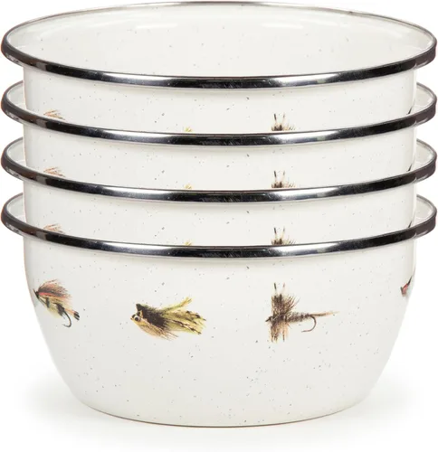 Vista 9 de Golden Rabbit Enamelware Ensaladeras, 24 onzas, Crab House, juego de 4