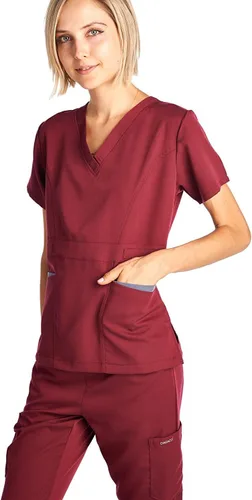 Vista 4 de Dagacci uniforme médico elastizado ultrasuave con bolsillo delantero, para mujer