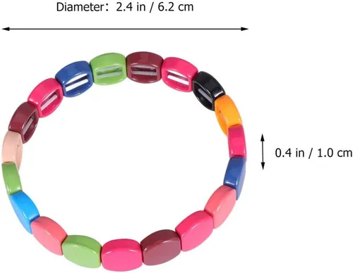 Vista 2 de Exceart Pulseras para mujer, pulseras de azulejos esmaltados, pulseras de cuentas de Tila de arco iris, pulseras elásticas apilables para hombres
