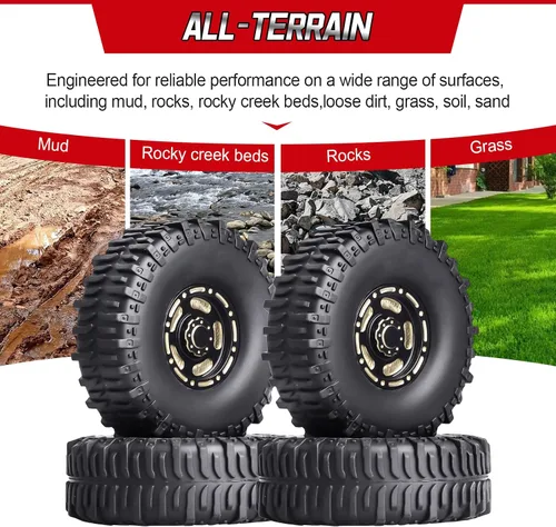 Vista 7 de HobbyPark Ruedas y neumáticos Beadlock de latón 1.0 para Traxxas TRX4M Piezas de actualización Axial SCX24 1/24 RC Crawler Reemplazo (paquete de 4)
