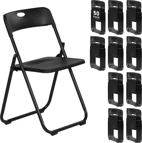 Vista 19 de Paquete de 6 sillas plegables de plástico negro, silla plegable Nuevo Negro