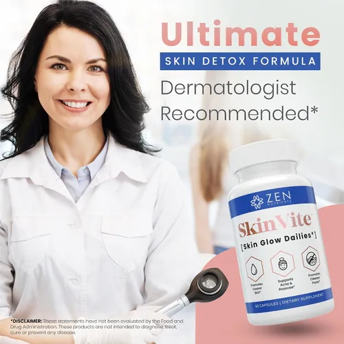 Vista 7 de Zen Nutrients SkinVite Suplemento natural para la piel para mujeres, hombres y adolescentes, brotes hormonales y suplemento de apoyo para la piel