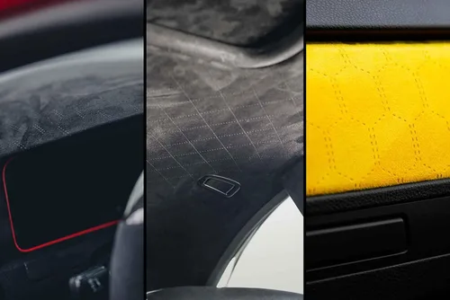 Vista 7 de indivitara® Diseño Envolvente de Gamuza de Microfibra Autoadhesiva – Tela Elástica para Interior de Automóvil Imitación de Cuero Suave al Tacto