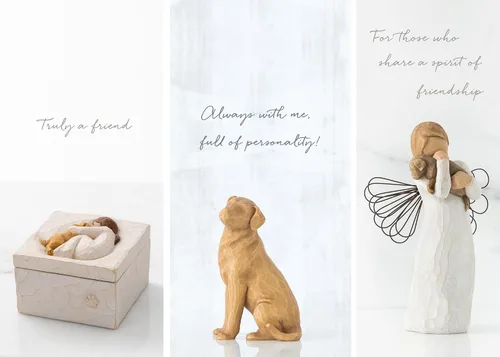 Vista 3 de Willow Tree Angel of Friendship Plus Love My Dog Figura Plus True Keepsake Box Set de 3 piezas