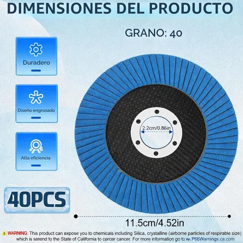 Vista 2 de Landhoow Paquete de 40 discos de aleta de grano de 4 1/2 pulgadas para amoladora angular de 4.5 x 7/8 pulgadas, disco de lijado de óxido