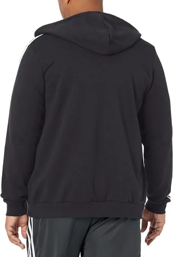 Vista 2 de adidas Sudadera con capucha Essentials de forro polar con 3 rayas y cremallera completa, Negro