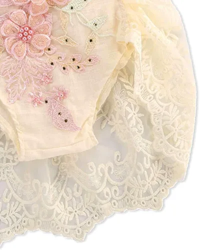 Vista 6 de Easisim Conjunto de ropa para bebé recién nacido, con bordado de encaje, halter, espalda descubierta, enterizo, enterizo, conjunto de traje de sol