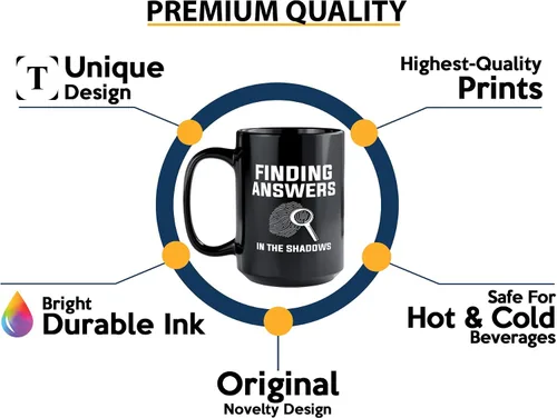 Vista 3 de Taza de café detective de 15 onzas, color negro, encontrando respuestas en - oficial de policía policía patrulla detective sheriff aplicación