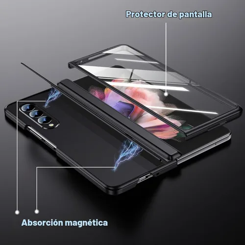 Vista 8 de Funda para Samsung Z-Fold-3: [Soporte oculto] [Carga inalámbrica] Funda delgada con protección de bisagra ligera con protector de pantalla - Funda
