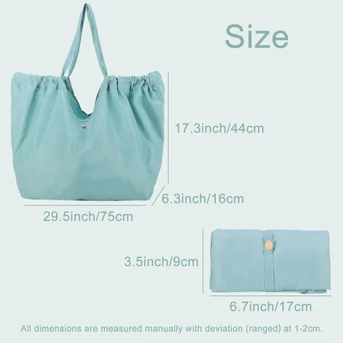 Vista 6 de Bolsa de comestibles reutilizable, impermeable, plegable, de gran capacidad, bolsa de compras portátil lavable para gimnasio, picnic, campamento