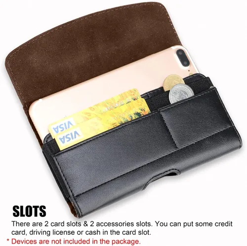 Vista 4 de Funda horizontal universal para teléfono celular con trabillas para cinturón y ranuras para tarjetas para teléfono móvil - XL