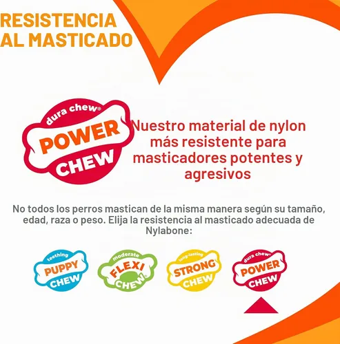 Vista 5 de Nylabone Power Chew Juguete masticable duradero con sabor, para perros extrapequeños, para masticadores agresivos, indestructibles, sabor tocino