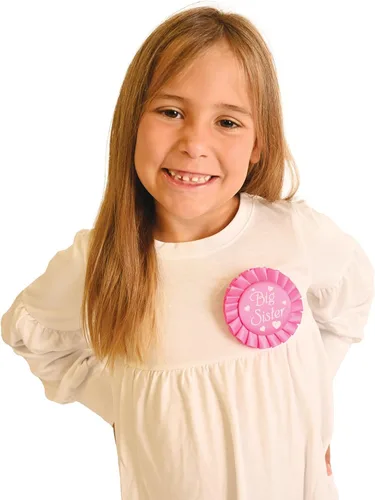 Vista 3 de Beistle Insignia de botón Big Sister Baby Shower, color cereza/blanco