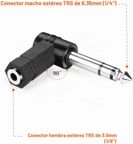 Vista 5 de Adaptador en ángulo recto de 0.25 in TRS 3 varón de poste a