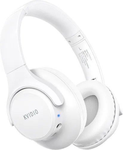 Vista 11 de KVIDIO Auriculares Bluetooth sobre la oreja, 65 horas de reproducción, inalámbricos con micrófono, auriculares ligeros plegables de baja latencia