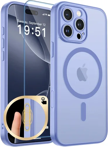 Vista 148 de zapica Funda magnética para iPhone Air, con protector de pantalla de vidrio templado, compatible con MagSafe, translúcida mate, a prueba de golpes
