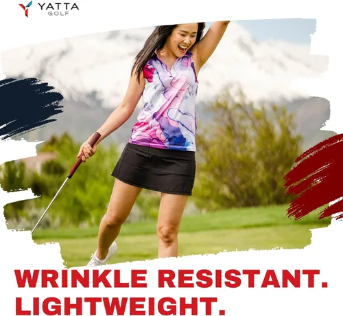 Vista 5 de YATTA GOLF Polo de golf sin mangas para mujer, absorbe la humedad, cuello en V, para golf, entrenamiento, golf