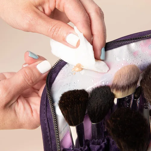 Vista 5 de Lug Soporte para brochas de maquillaje de viaje para canoa para, Gris jaspeado, Soporte para brochas de maquillaje de viaje en cano