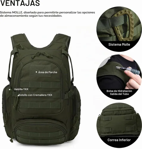 Vista 3 de Mardingtop - Mochilas tácticas Molle (Equipo modular de transporte de carga ligera), estilo militar, de 25 litros, para senderismo, acampar, viaje