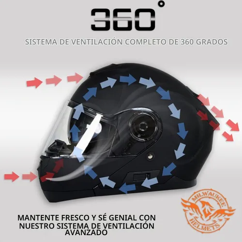 Vista 4 de Milwaukee Helmets Breeze - Casco modular de motocicleta plano negro avanzado con visera desplegable aprobado por DOT MPH9814DOT - XS