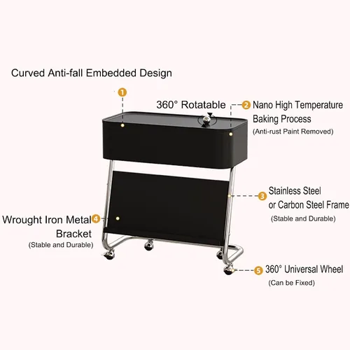 Vista 7 de Mesa Auxiliar Sofá Salon con Ruedas Mesa Para Cama Pequeña Mesita Portatil Bandeja Sofá Mesas en C para Espacios Pequeños Multifuncional para Sala