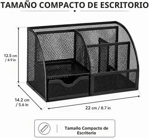 Vista 2 de Exerz Organizador de escritorio con 7 compartimentos, portalápices para Negro