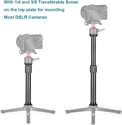 Vista 4 de Extensión de trípode de fibra de carbono Varilla de dos secciones Tubo extensor de columna central para estudio fotográfico Monopod DSLR Camera