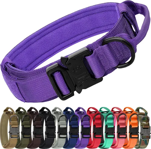 Vista 14 de Joytale Collar táctico para perro con asa, collar militar ajustable y resistente con 2 parches para entrenamiento, adecuado para perros medianos