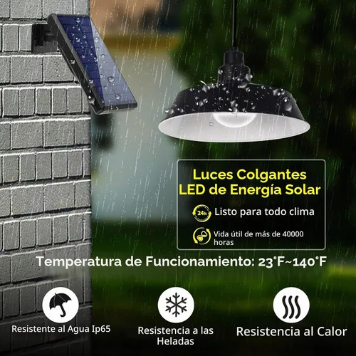 Vista 4 de Luces colgantes LED con energía solar, paquete de 2