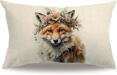 Vista 17 de Fundas de almohada con diseño de animales, 18 x 18 pulgadas, diseño de ardillas florales, acuarela, vida silvestre, diseño de flores, temporada
