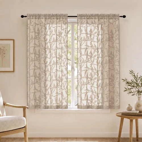 Vista 63 de OVZME Anji Clip Voile Sheer Tiers RD 2X30X36 Negro