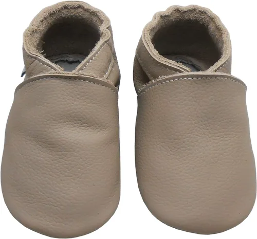 Vista 2 de Zapatos de bebé de cuero para niños y niñas, mocasines para bebés, pantuflas de suela suave, antideslizantes, zapatos de cuna para caminar