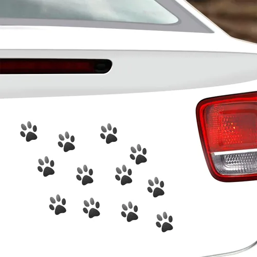 Vista 11 de Juego de 12 calcomanías de vinilo con estampado de patas de perro, calcomanías de vinilo para ventana de coche, laptop, motocicleta, camión
