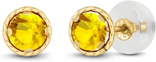 Vista 67 de Gem Stone King Aretes redondos de oro amarillo de 14 quilates con piedra natal Redondos de 0.157 in Aretes de oro para mujeres y hombres