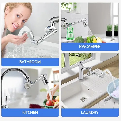 Vista 7 de YYKBZ 1440° Extensión de Filtro de Agua Giratoria para Lavabo Aireador, 2 Modos Giratorios para Lavado de Cara y Ojos en Baño/Cocina, Extensión