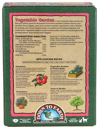 Vista 2 de Down To Earth - Fertilizantes naturales para huerto orgánico - 5 lb