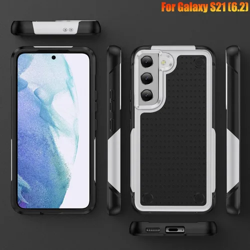 Vista 8 de Funda resistente para Samsung Galaxy S21 de 6.2 pulgadas, 4 esquinas con bolsas de aire [protección contra caídas de 12 pies], agarre texturizado