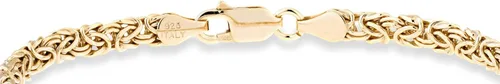 Vista 2 de Miabella Pulsera italiana de cadena de eslabones bizantinos planos de oro de 18 quilates sobre plata de 0.157in para mujer, 925 Italia