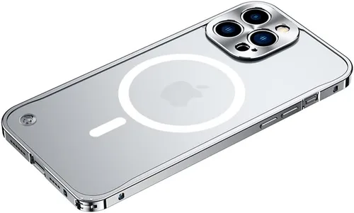 Vista 15 de kaitesi Funda magnética para iPhone 14 compatible con MagSafe Metal aleación de aluminio parachoques mate translúcido cubierta trasera con protector
