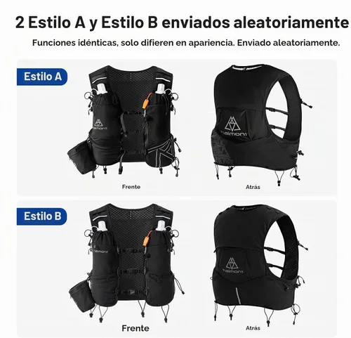 Vista 9 de Haimont 8L Trail Running Hydration Vest with Soft Flasks Negro