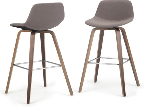Vista 21 de SIMPLIHOME Randolph Taburetes de mostrador (juego de 2) taburetes de bar tapizados de madera curvada de 28 pulgadas de altura del asiento en tela