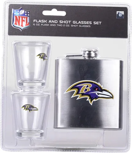 Vista 5 de Juego de vasos de chupito y petaca de acero inoxidable de la NFL