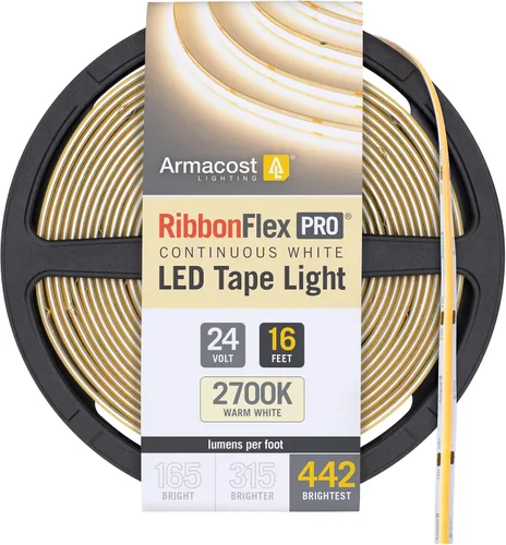 Vista 31 de Armacost Lighting RibbonFlex Pro 24V Luz de Tira LED COB Blanca, 2700K, 165 Lúmenes/Pie, 2.5M 171110 Blanco cálido 2700K