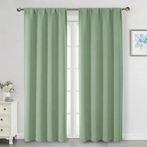 Vista 60 de Cortinas opacas para dormitorio, sala de estar, juego de 2 paneles de 54 pulgadas de largo, cortinas de oscurecimiento de habitación con aislamiento